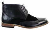 Herr Svarta Lädermocka PU Brogues Smarta Casual Stövlar Ankelskor Spets