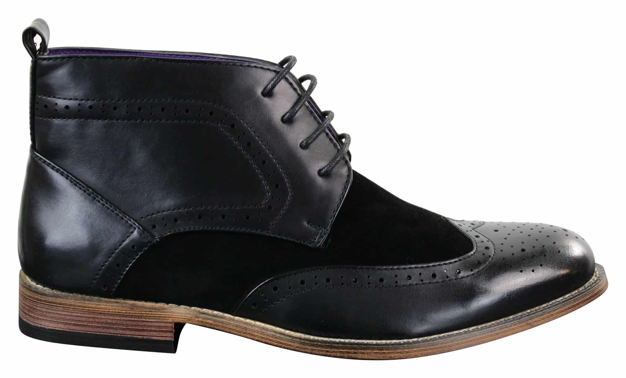 Herr Svarta Lädermocka PU Brogues Smarta Casual Stövlar Ankelskor Spets