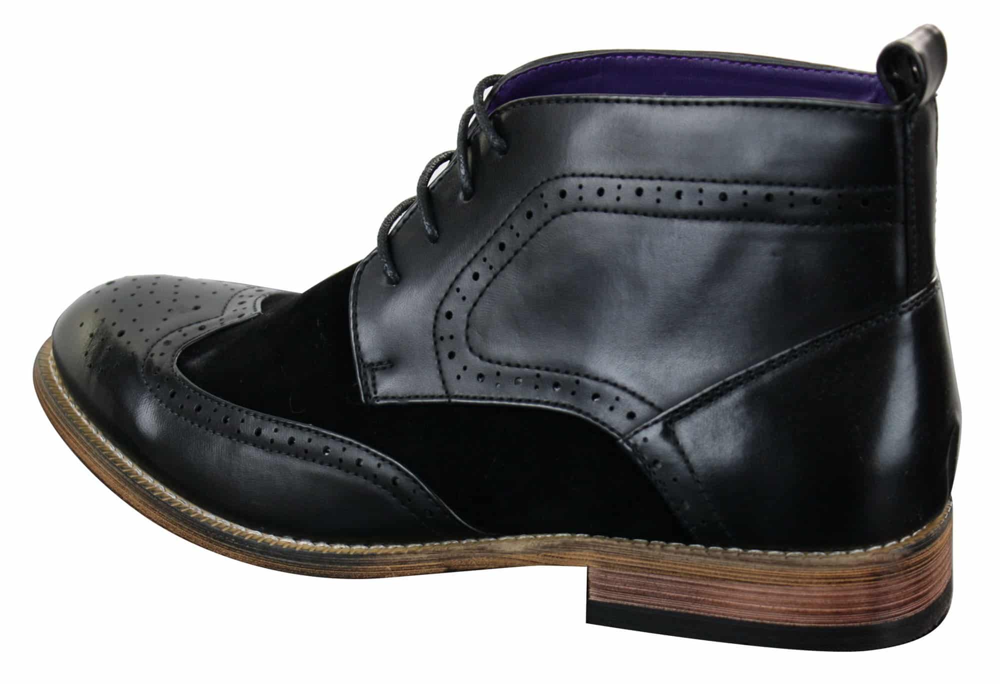 Herr Svarta Lädermocka PU Brogues Smarta Casual Stövlar Ankelskor Spets