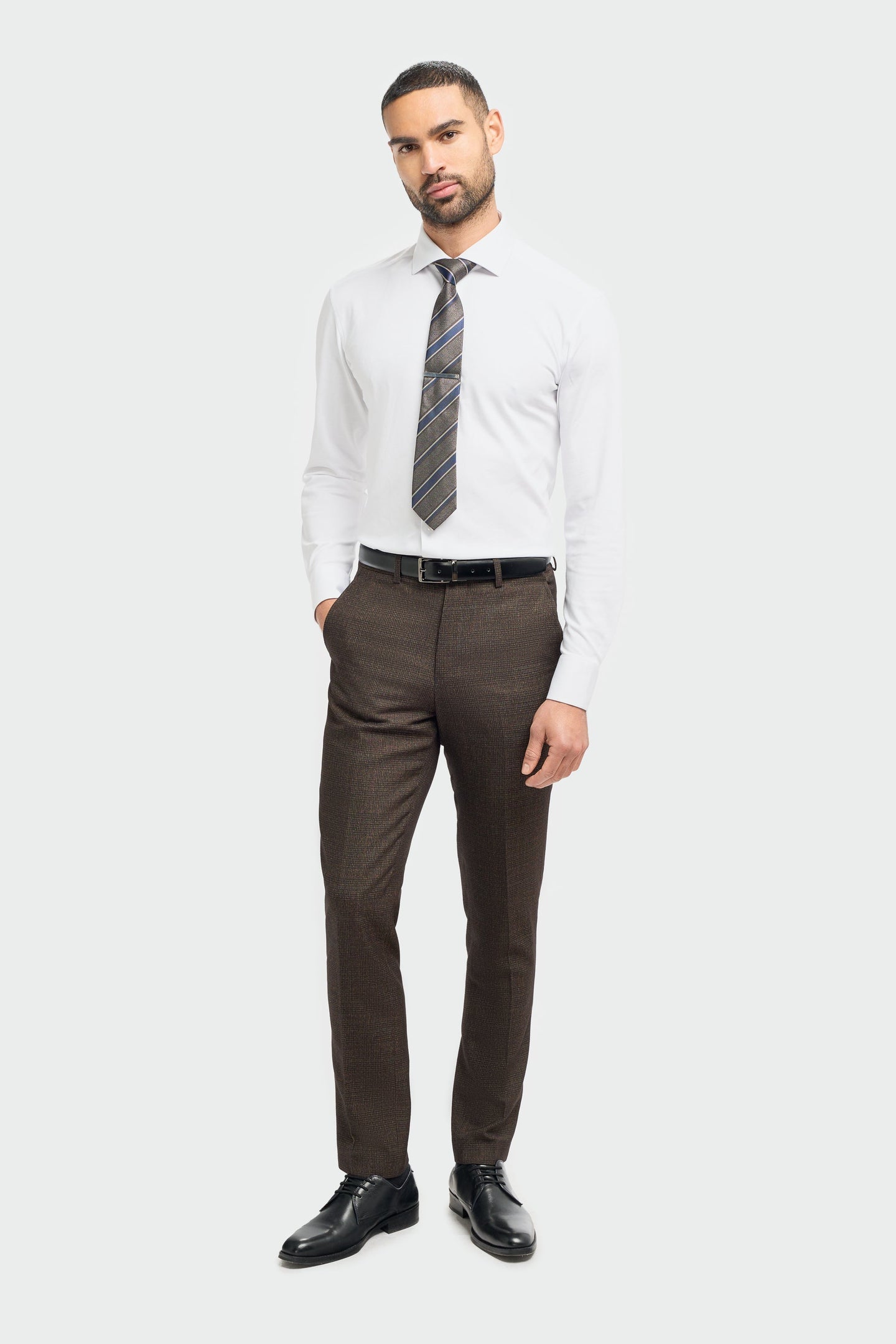 Caridi - Herrbyxor i tweed, brunt