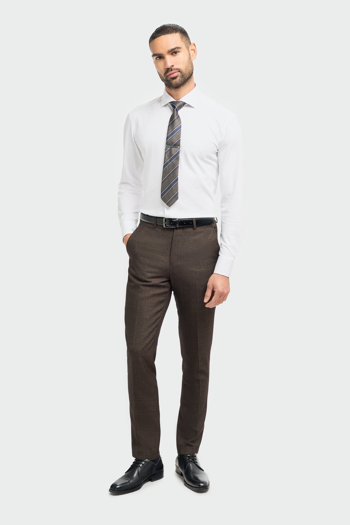 Caridi - Herrbyxor i tweed, brunt