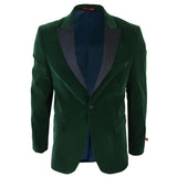Herrgrön sammets smokingkavaj med satinslag, middag, bröllop, bal, svart slips