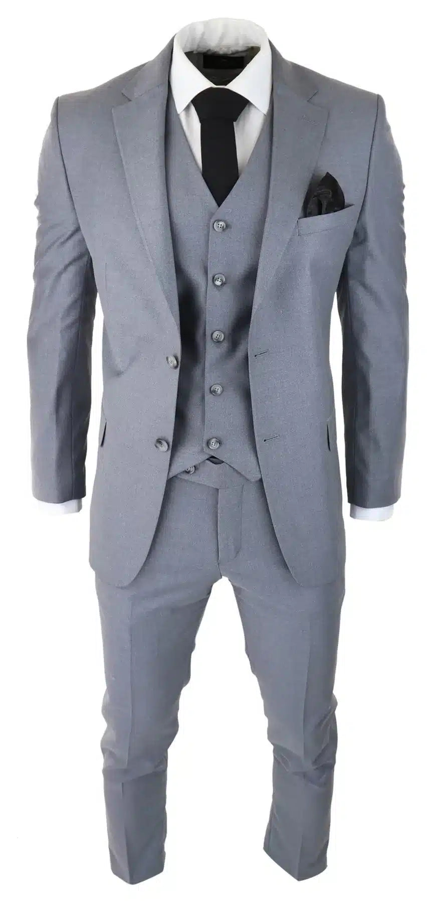 Herr Klassisk Grå 3-delad Kostym Slim Fit Vintage Retro Elegant Formell Bröllop