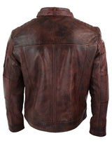 Äkta Läder Svart Biker Herrjacka Retro Vintage Skräddarsydd Passform Storbritannien