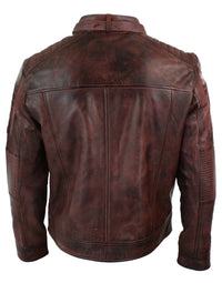 Äkta Läder Svart Biker Herrjacka Retro Vintage Skräddarsydd Passform Storbritannien