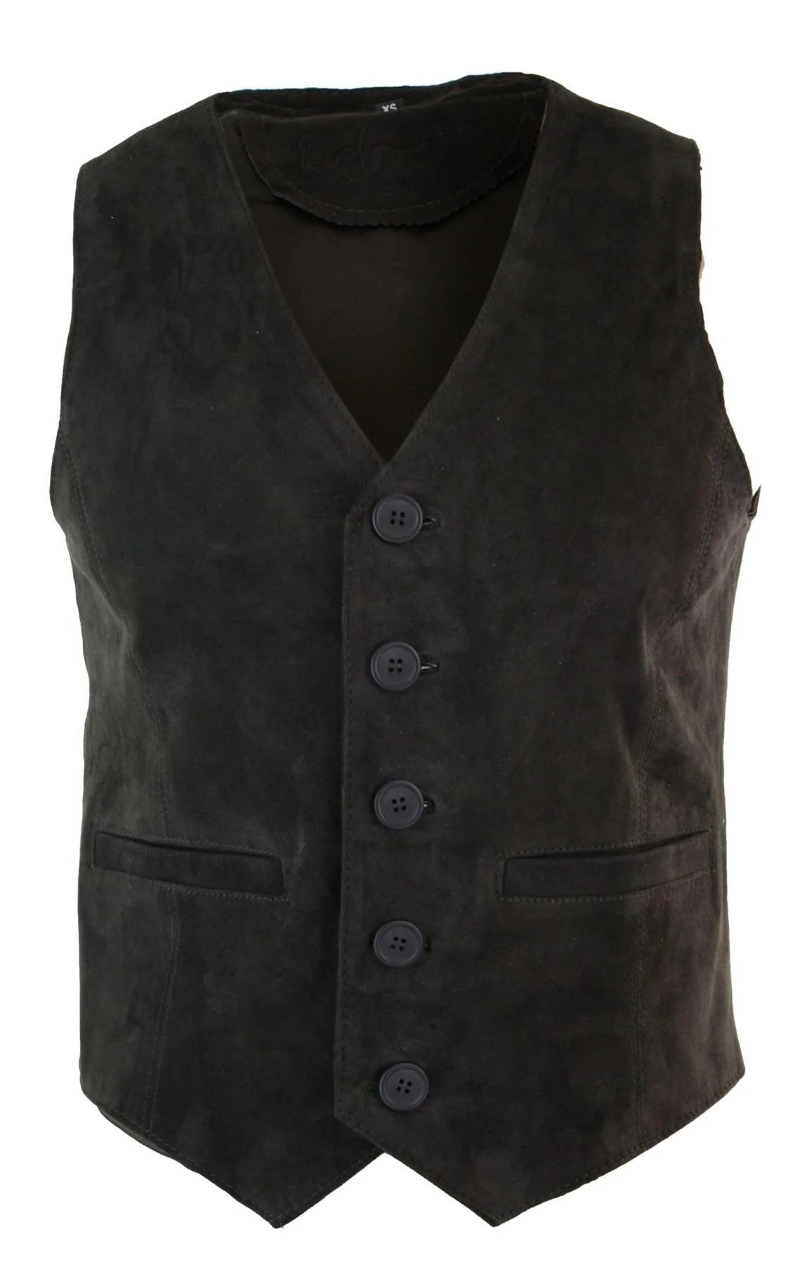 Herrväst Äkta Mocka Läder Retro Vintage Westernväst Brun
