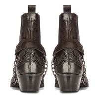 Herr Western Svarta Cowboystövlar Vintage Spetsig Riddarstövel Country Stövel Ridning Äkta Läder