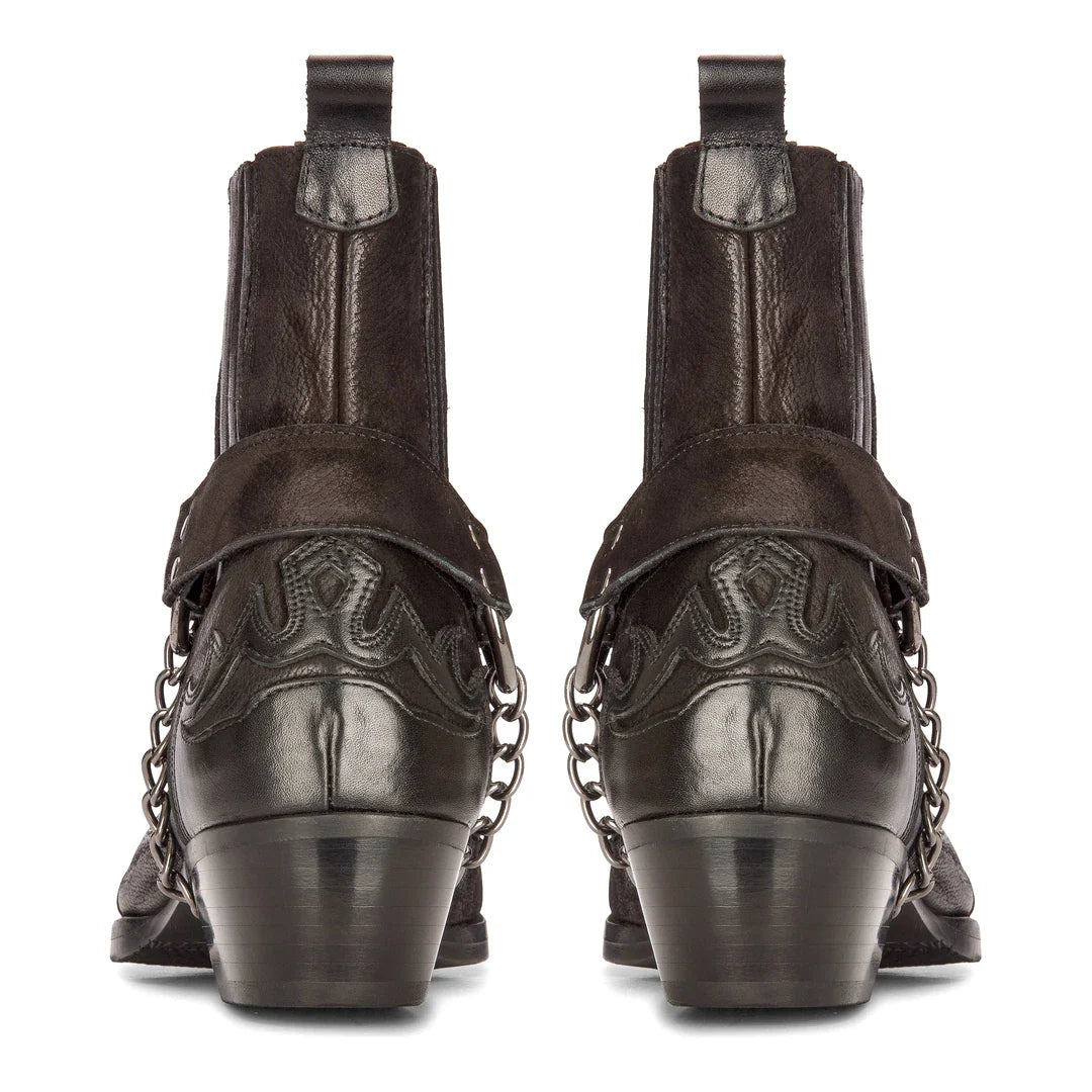 Herr Western Svarta Cowboystövlar Vintage Spetsig Riddarstövel Country Stövel Ridning Äkta Läder