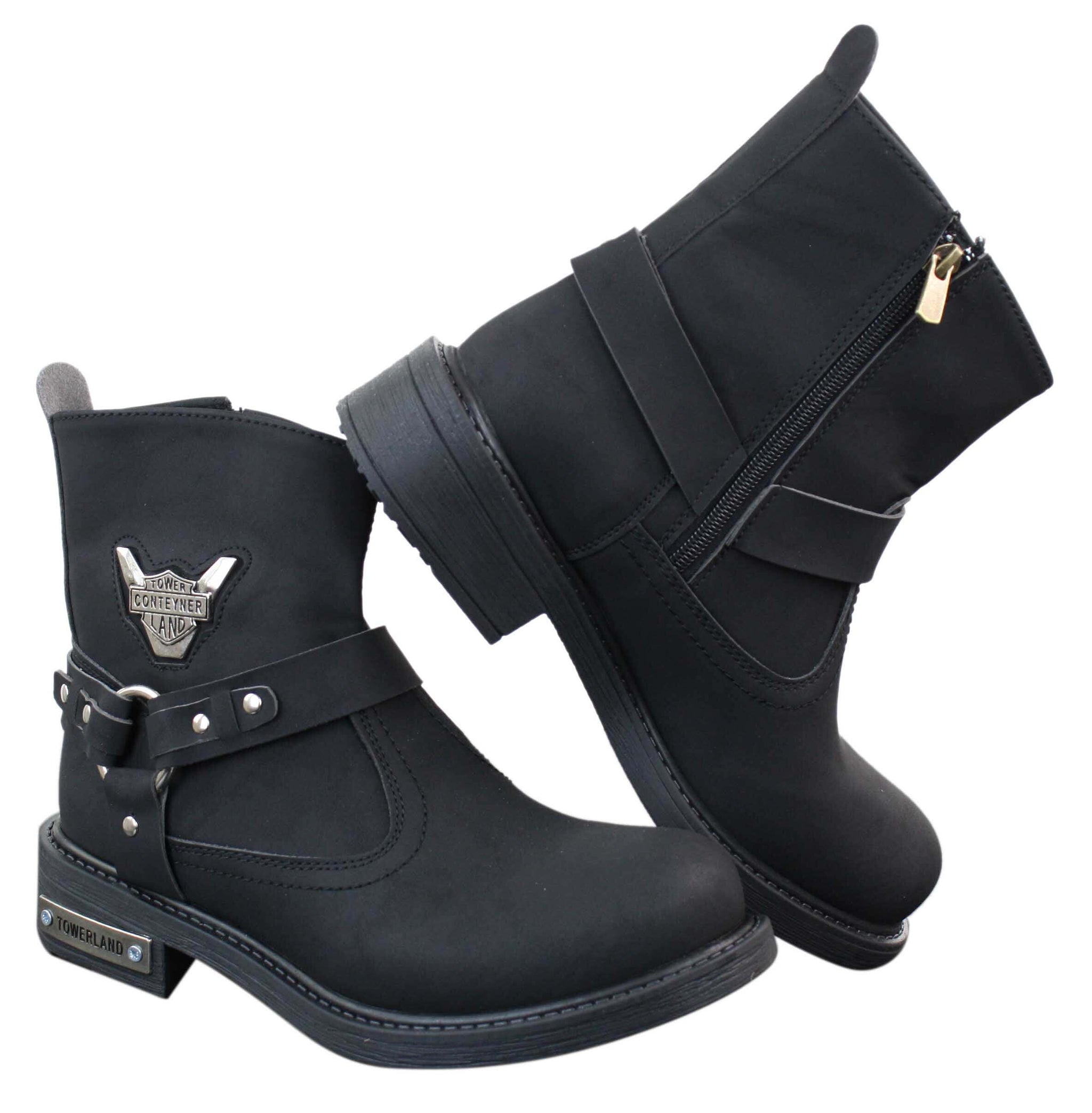 Herr Cowboy Motorcykel Ridstövlar Nubuck PU Läder