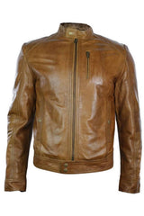Svart läderjacka med slim fit, herr, retro vintage, smart casual - brun