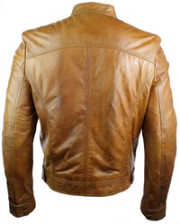 Svart läderjacka med slim fit, herr, retro vintage, smart casual - brun