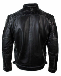 Äkta läder retro stil dragkedja herr bikerjacka mjuk svart vintage look