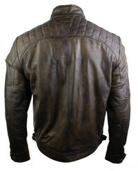 Äkta läder retro stil dragkedja herr bikerjacka mjuk brun vintage look