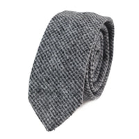 281 - Herrslips med näsduk i grå fiskbensmönster i tweed i ull, 5 cm