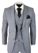 Herr Klassisk Grå 3-delad Kostym Slim Fit Vintage Retro Elegant Formell Bröllop