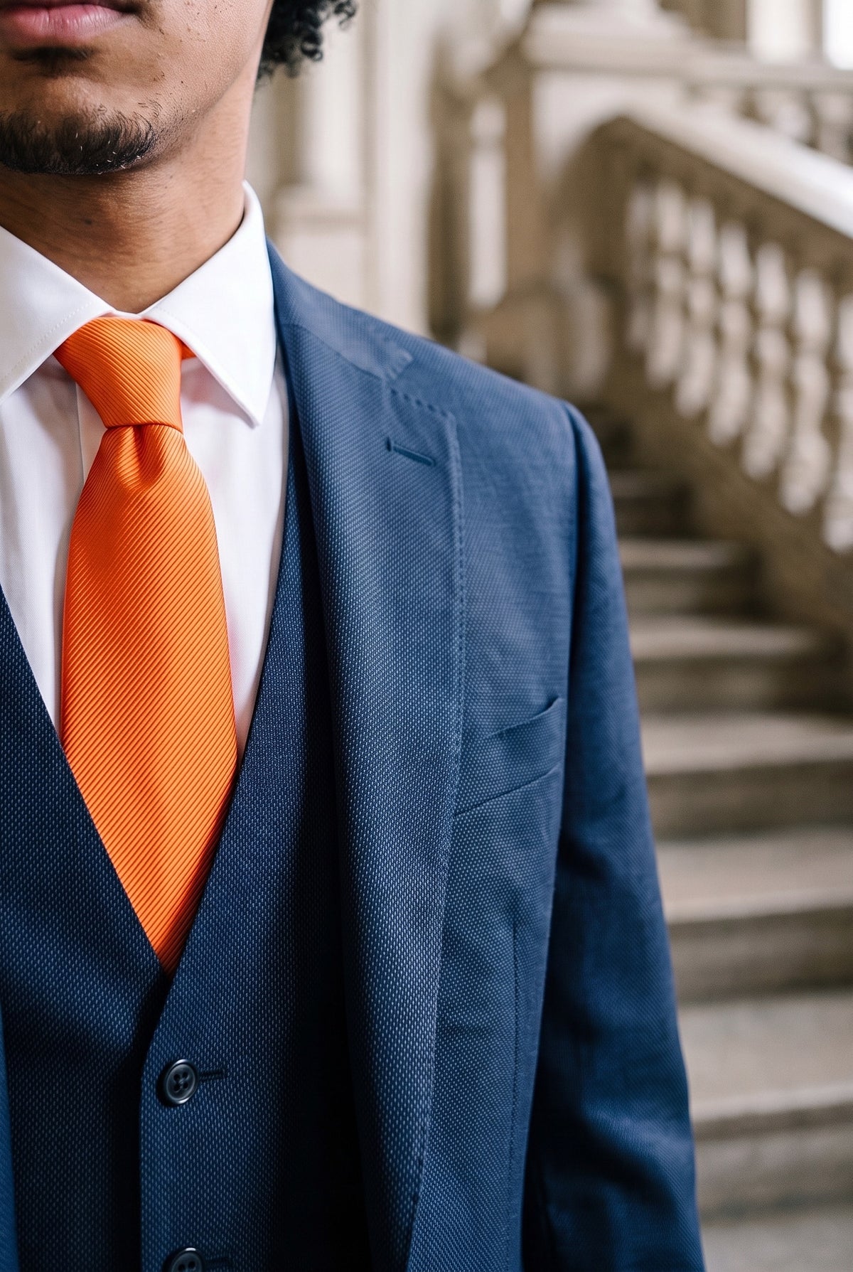Orange smal enfärgad slips, 6 cm, herr
