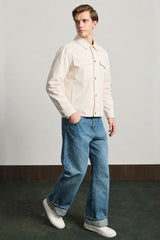 Beige bomullstwilljacka för män - Trucker Overshirt