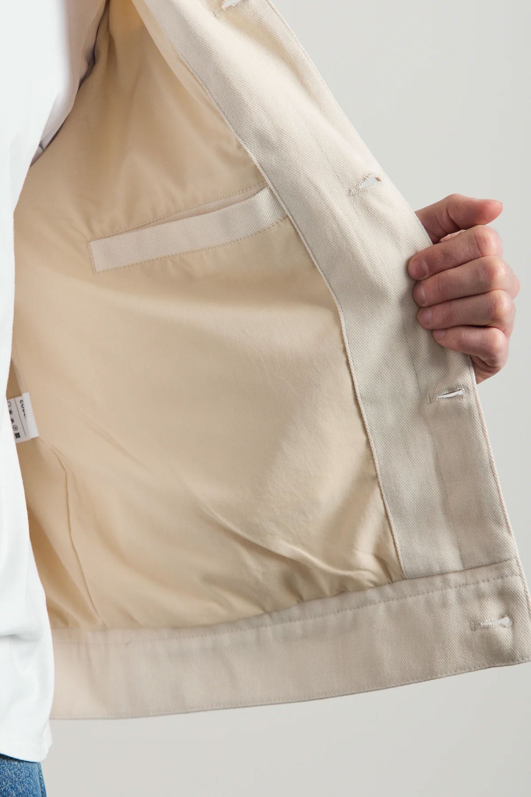 Beige bomullstwilljacka för män - Trucker Overshirt