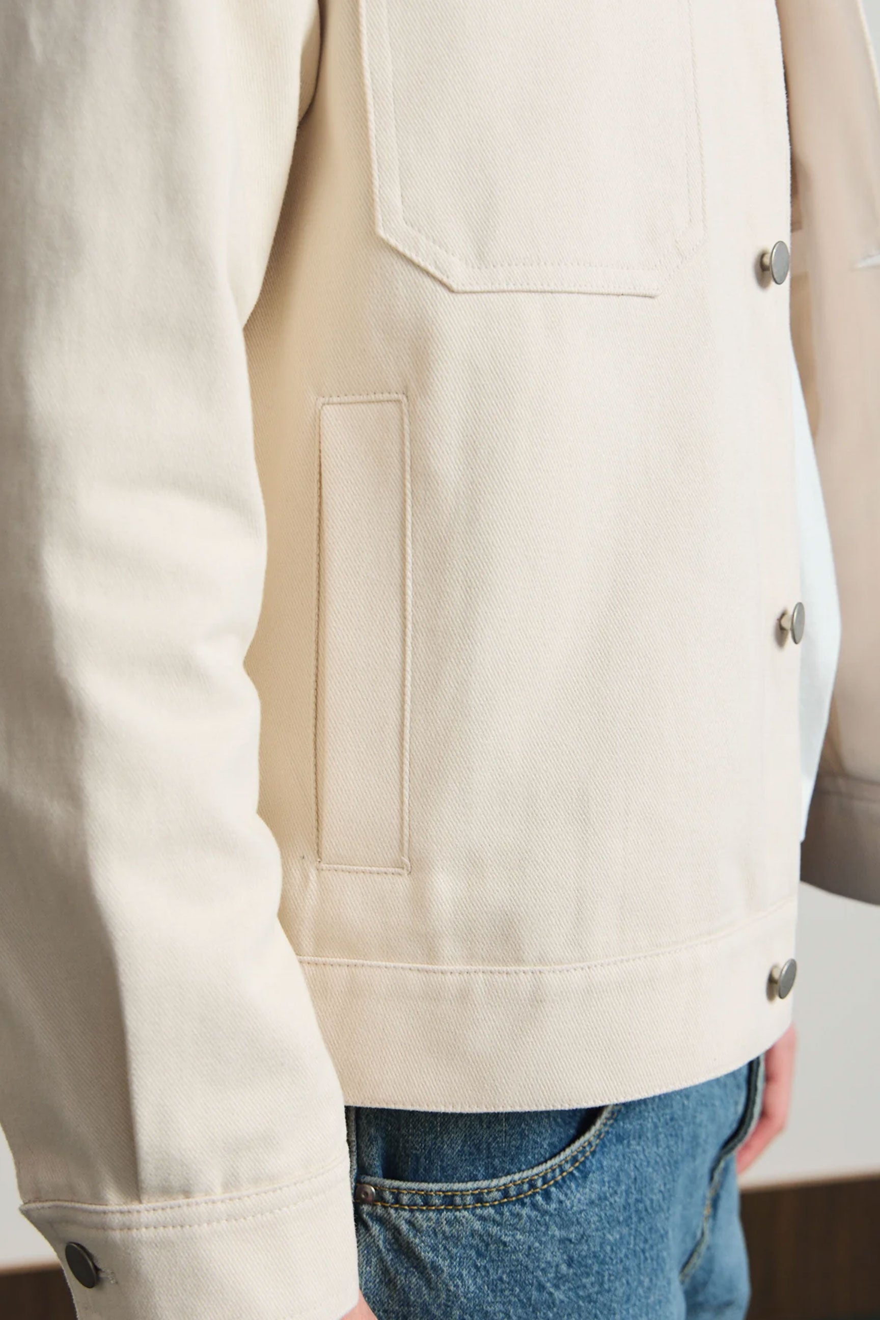 Beige bomullstwilljacka för män - Trucker Overshirt