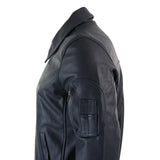 Herr Harrington marinblå klassisk bomberjacka i läder med pilotmotiv