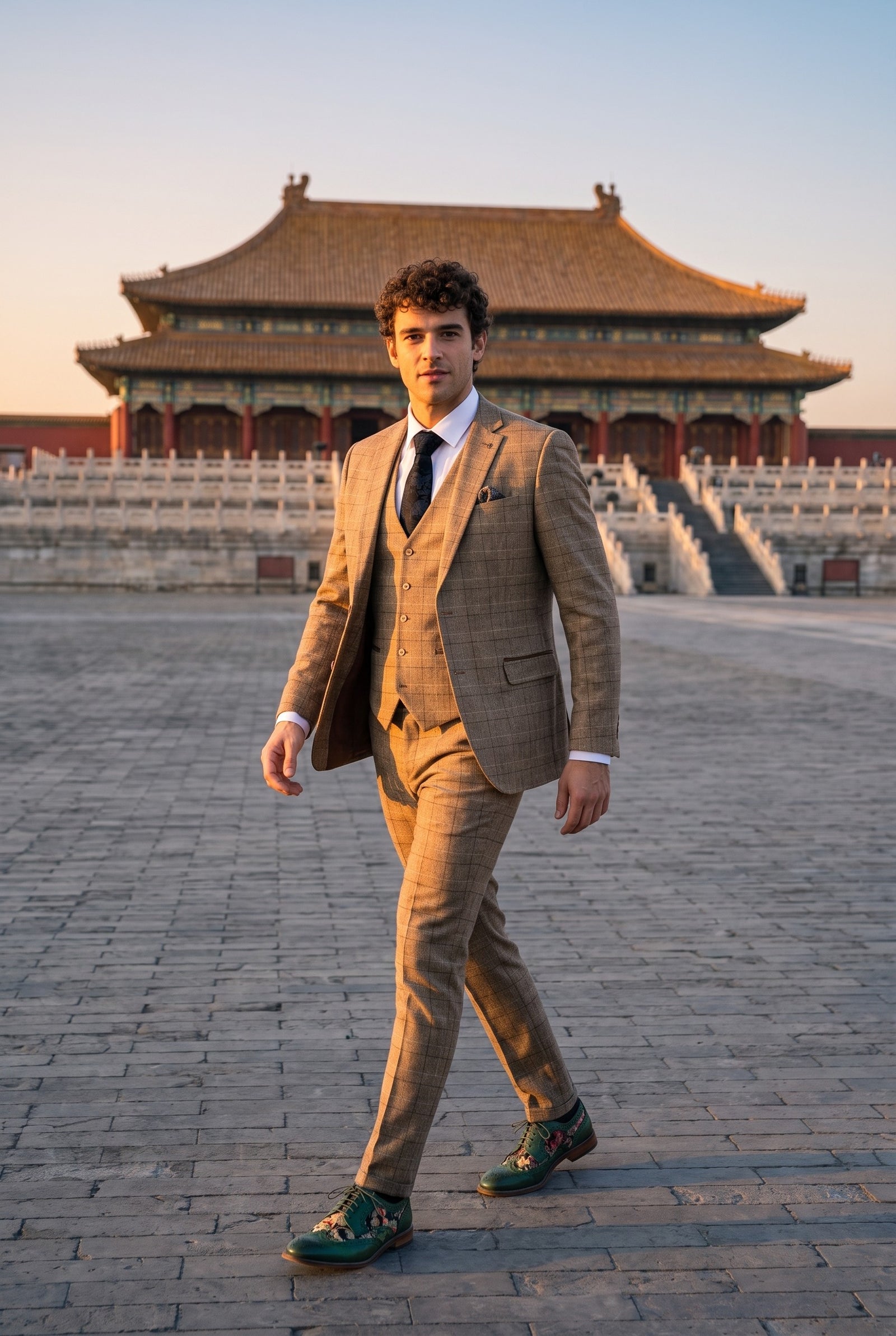 Look #278 styled with Liam - Herrkostym i brunt rutigt, 3 delar