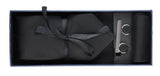 Slips i siden med textur, presentset, näsduk, manschettknappar, matt satin