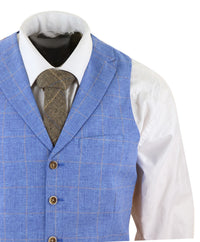 Ljusblå linnekostym i 3 delar för män