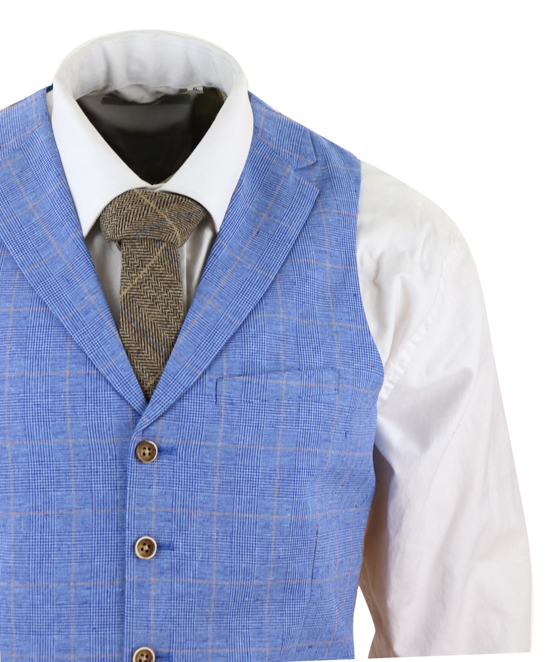 Ljusblå linnekostym i 3 delar för män