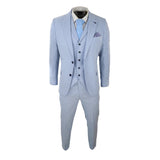 Herr 3-delad linnekostym Sommar Andningsbar Bröllop Bomull Babyblå Ljus