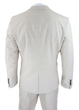 Herrkostym i ull, 3 delad krämbeige, slim fit, klassisk, bröllopsfest, vintage, 1920-tal
