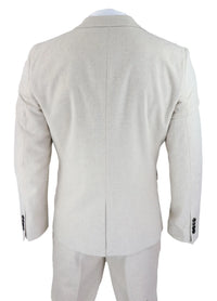 Herrkostym i ull, 3 delad krämbeige, slim fit, klassisk, bröllopsfest, vintage, 1920-tal
