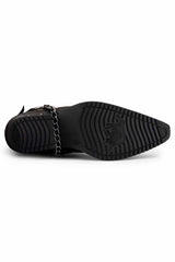 Cowboystövlar i äkta läder med kedja