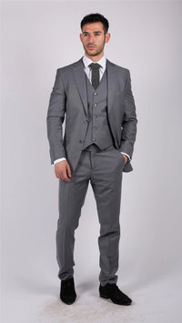 Herr Klassisk Grå 3-delad Kostym Slim Fit Vintage Retro Elegant Formell Bröllop