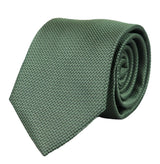 Grön slips i siden med textur, presentset, näsduk, manschettknappar, slips i matt satin