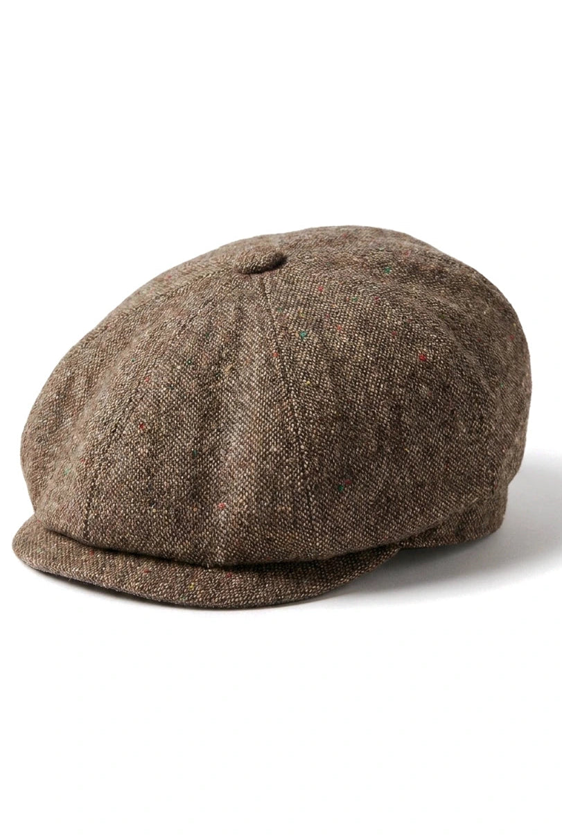8-panelers Baker Boy-keps Shelbyhatt i ull, tweed, klassisk brun rakhyvel