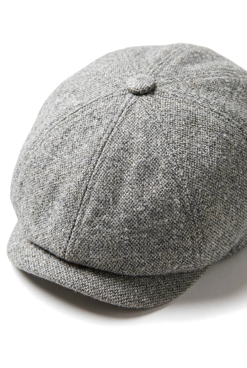 8-panelers Baker Boy-keps Shelbyhatt i ull, tweed, klassisk ljusgrå rakhyvel