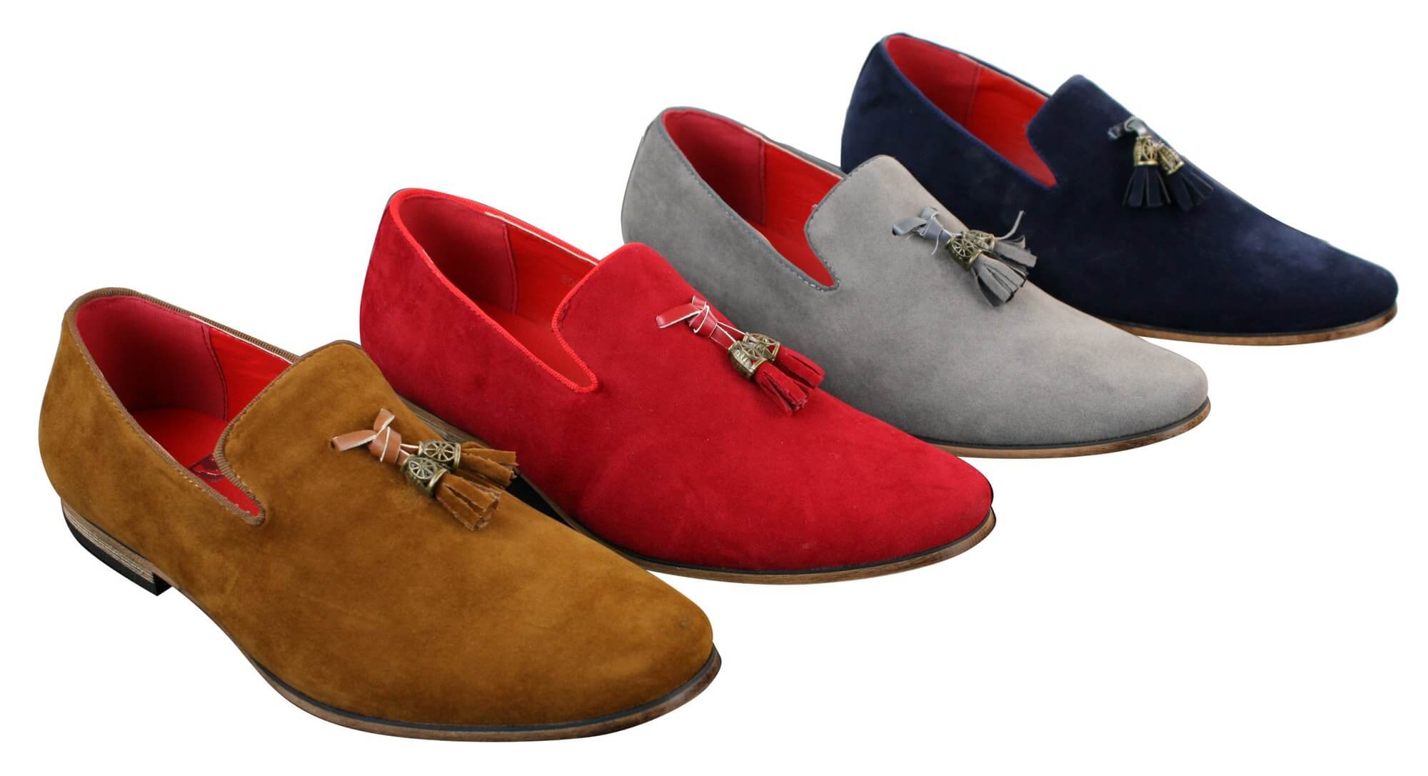 Herr Mocka Läder PU Slip On Bilskor Loafers Tofs Röd Grå Blå Brun Svart