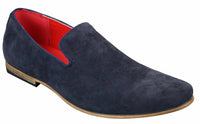 Herr Mocka Läder PU Slip On Loafers Blå Smart Casua