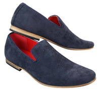 Herr Mocka Läder PU Slip On Loafers Blå Smart Casua