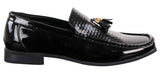 Svarta slip-on-skor med tofsar för män