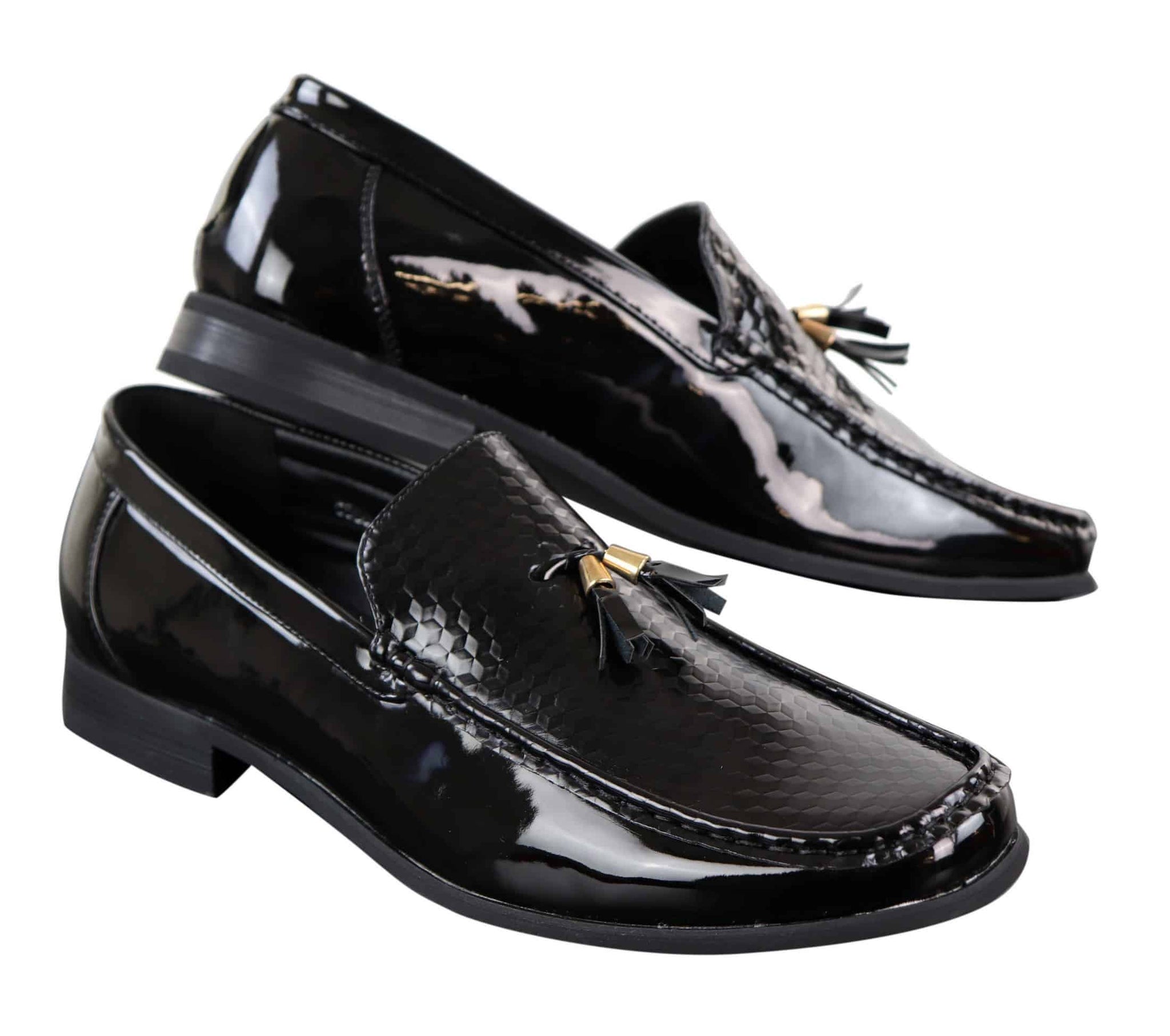 Svarta slip-on-skor med tofsar för män