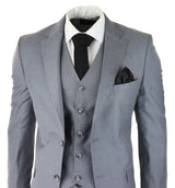 Herr Klassisk Grå 3-delad Kostym Slim Fit Vintage Retro Elegant Formell Bröllop