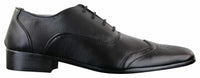 Gio Gino 907001 Herr Svarta Eleganta Formella PU-läder Brogues Med Snörning Gatsby Italiensk Klassisk