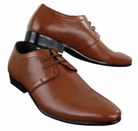 Herr Svarta Bruna Perforerade PU Läder Snörade Eleganta Fritidsskor