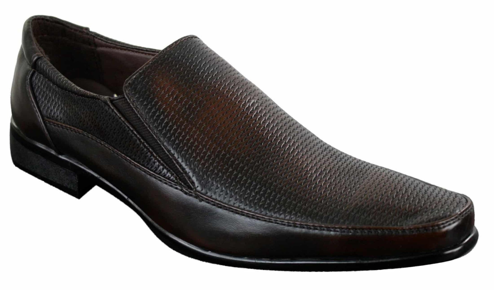 Herr Bruna Svarta Formella Eleganta Slip-On Skor Texturerad PU-läder Italiensk Design