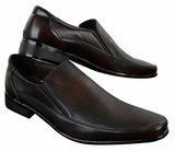 Herr Bruna Svarta Formella Eleganta Slip-On Skor Texturerad PU-läder Italiensk Design