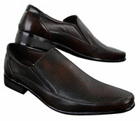 Herr Bruna Svarta Formella Eleganta Slip-On Skor Texturerad PU-läder Italiensk Design