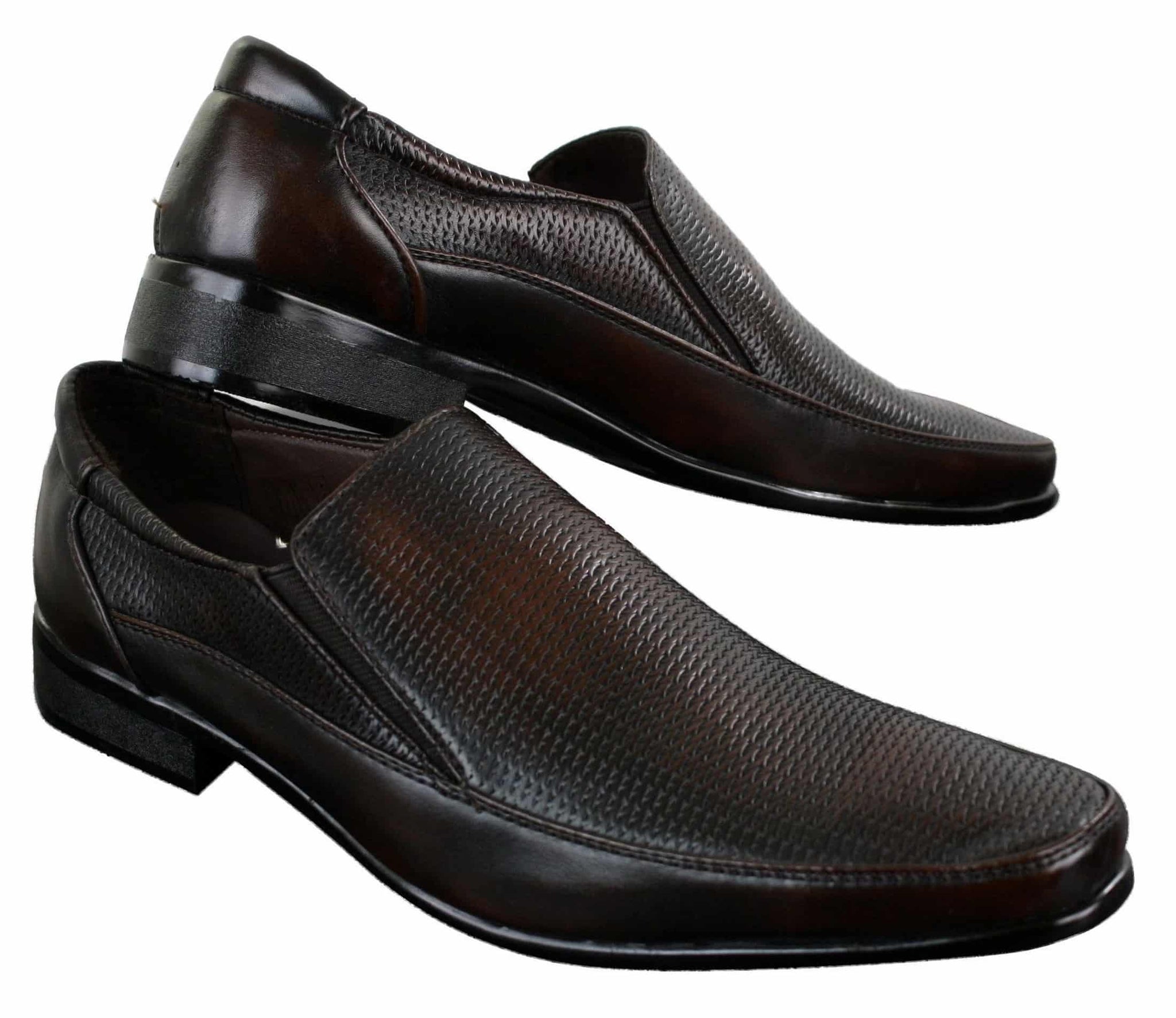 Herr Bruna Svarta Formella Eleganta Slip-On Skor Texturerad PU-läder Italiensk Design