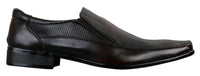 Herr Bruna Svarta Formella Eleganta Slip-On Skor Texturerad PU-läder Italiensk Design
