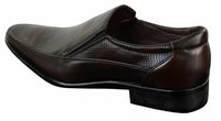 Herr Bruna Svarta Formella Eleganta Slip-On Skor Texturerad PU-läder Italiensk Design